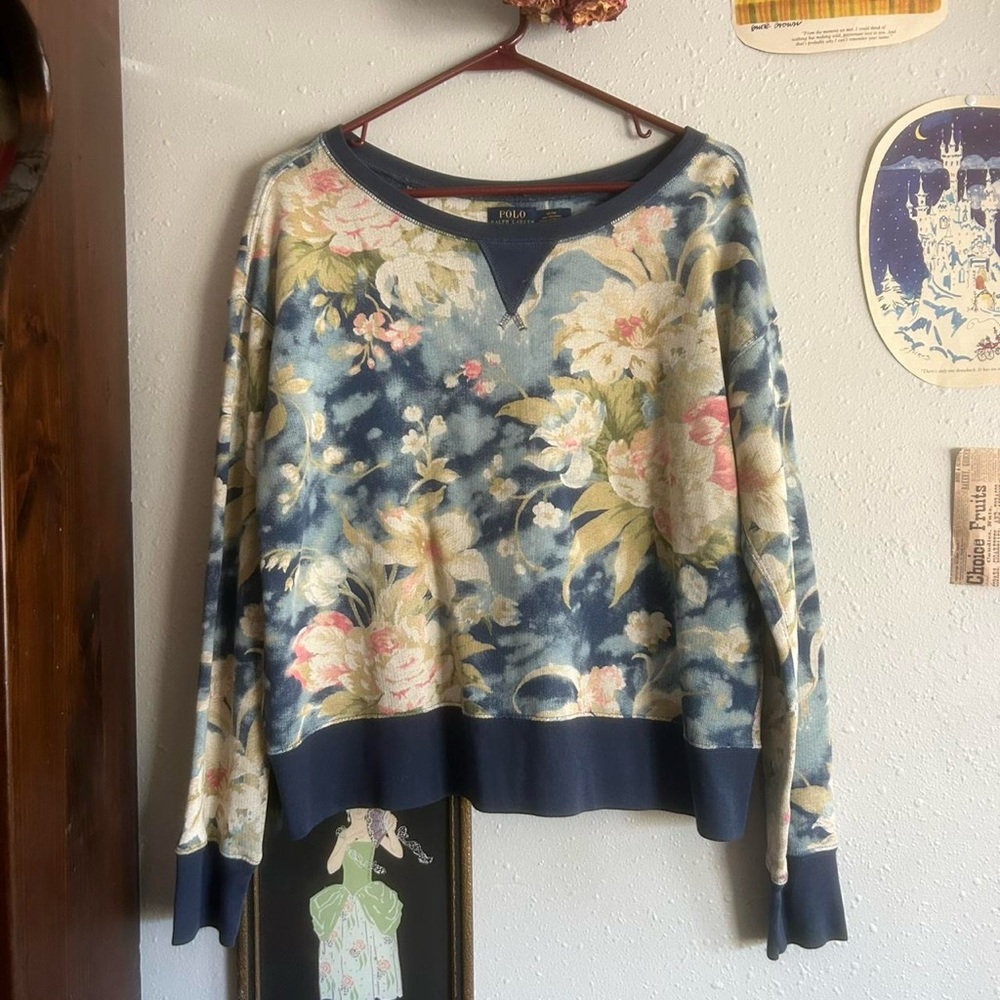 Ralph Lauren Blue and Cream Top